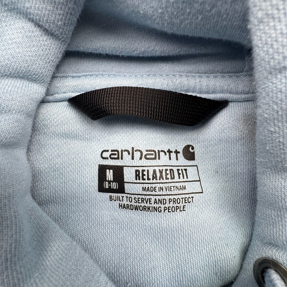 Carhartt Hoodie Sweatshirt Women's Sz Medium 8-10 Relaxed Fit Pullover Blue - Picture 5 of 15